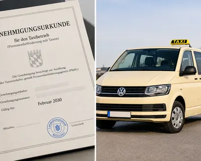 Genehmigungsurkunde für den Taxibetrieb – übertragbar, gültig bis Februar 2030